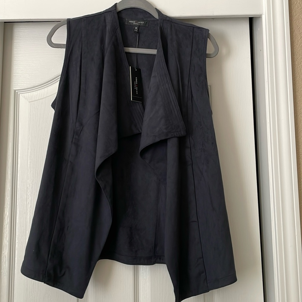 Faux suede navy vest size M